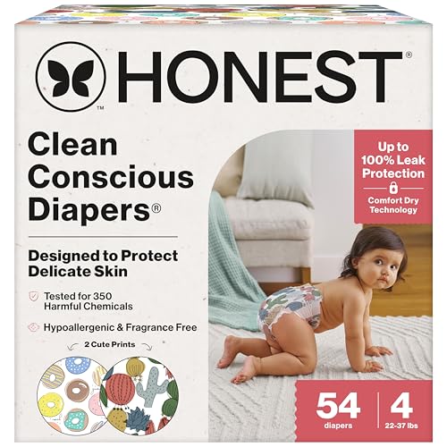 The Honest Company Tie-Dye Cactus Baby Diapers Size 4, 54 Count