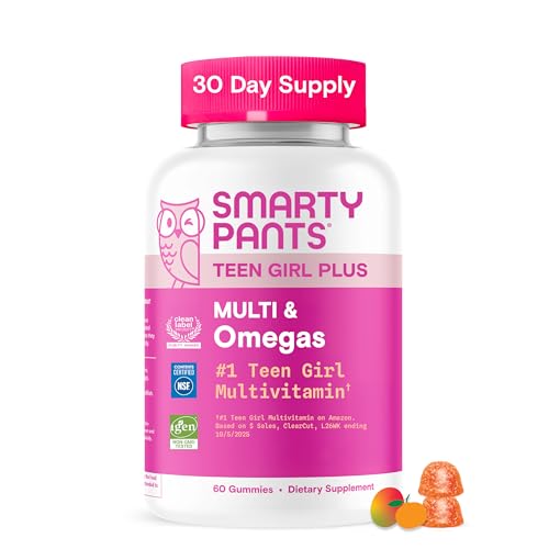 SmartyPants Teen Girl Plus Multi & Omegas Mango Orange Gummies, 60 Count