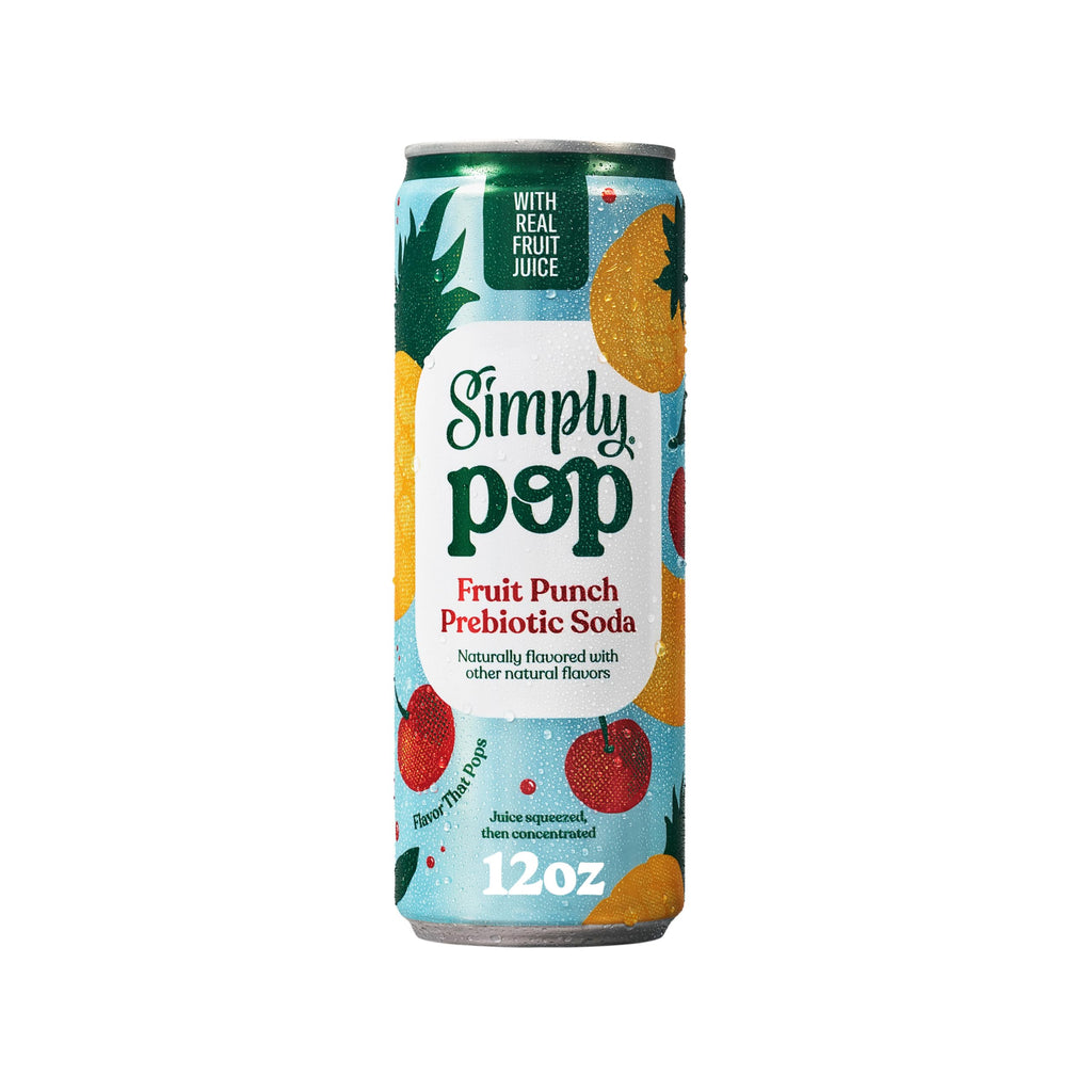 Simply Pop Fruit Punch Prebiotic Soda, Case of 12, 12 Fluid Ounce