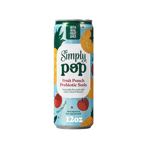 Simply Pop Fruit Punch Prebiotic Soda, Case of 12, 12 Fluid Ounce