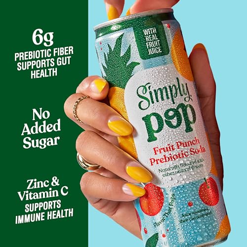 Simply Pop Fruit Punch Prebiotic Soda, Case of 12, 12 Fluid Ounce