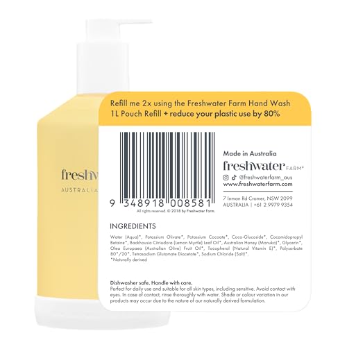 Freshwater Farm Australia Lemon Myrtle Manuka Honey Castile Hand Wash, Case of 3, 16.9 Fluid Ounce Bottles
