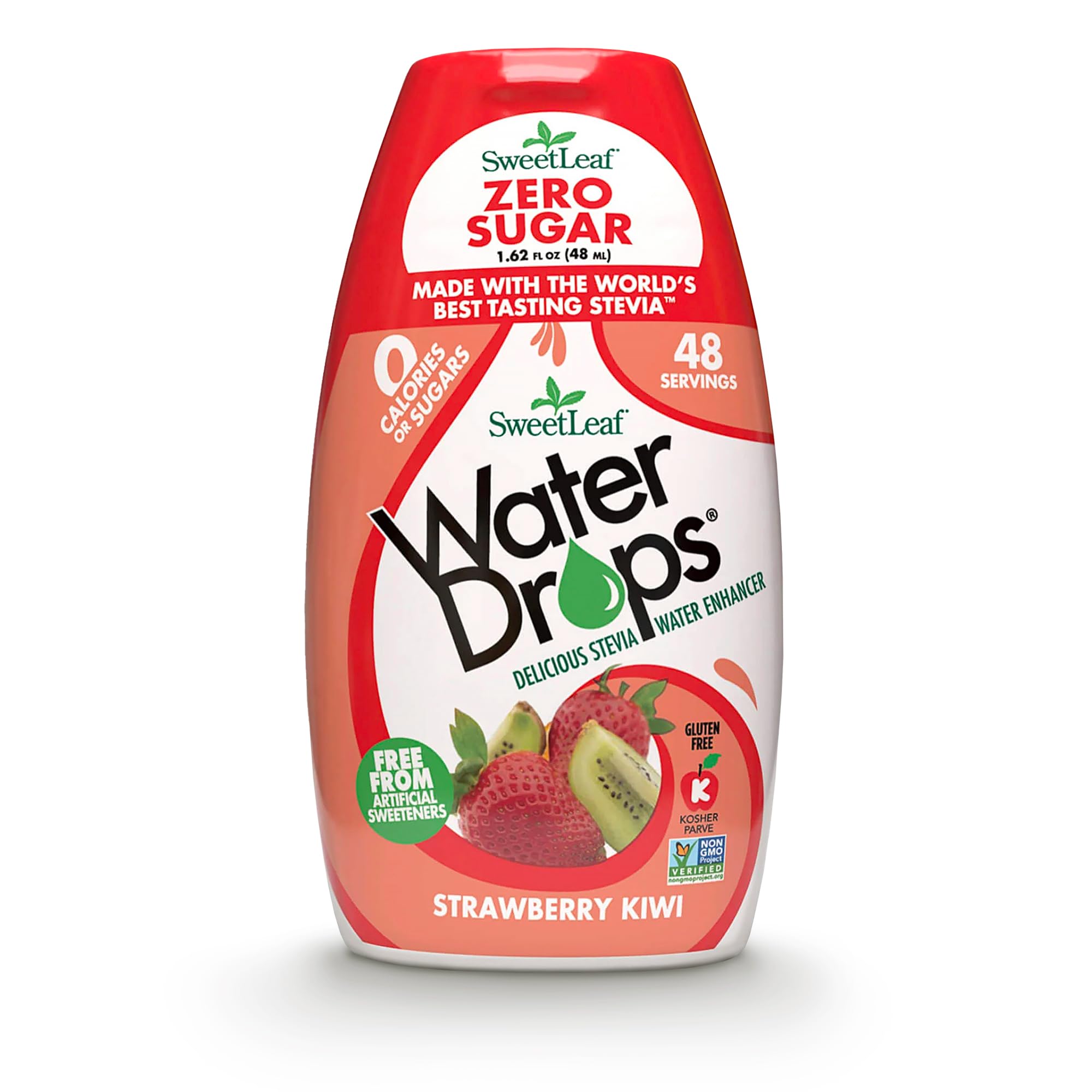 SweetLeaf Sweet & Slender Strawberry Kiwi Water Drops, Case of 12, 1.62 Fluid Ounce Bottles
