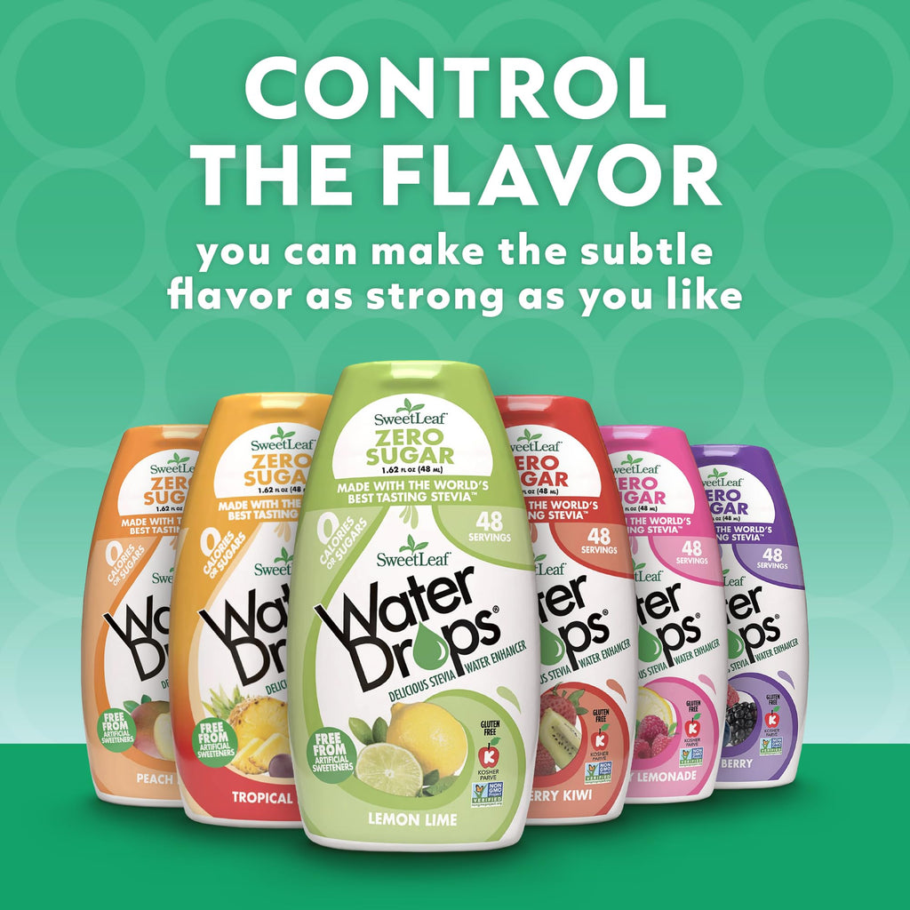 SweetLeaf Sweet & Slender Strawberry Kiwi Water Drops, Case of 12, 1.62 Fluid Ounce Bottles