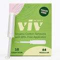 Viv For Your V Organic Cotton Regular Tampons with BPA-Free Applicator, 18 Count