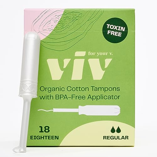 Viv For Your V Organic Cotton Regular Tampons with BPA-Free Applicator, 18 Count