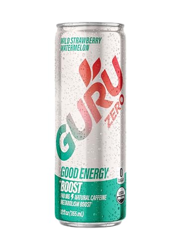 Guru Organic Strawberry Watermelon Energy Drink, Case of 24, 12 Fluid Ounce