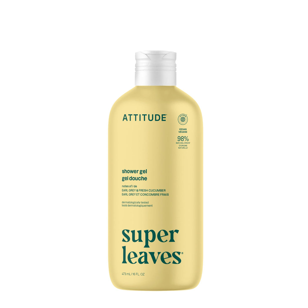 ATTITUDE Super Leaves Earl Grey and Fresh Cucumber Shower Gel, Case of 6, 16 fl oz