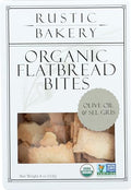 Rustic Bakery Organic Olive Oil And Sel Gris Sourdough Flatbread Bites Crackers, Case of 12, 4 Ounce Boxes