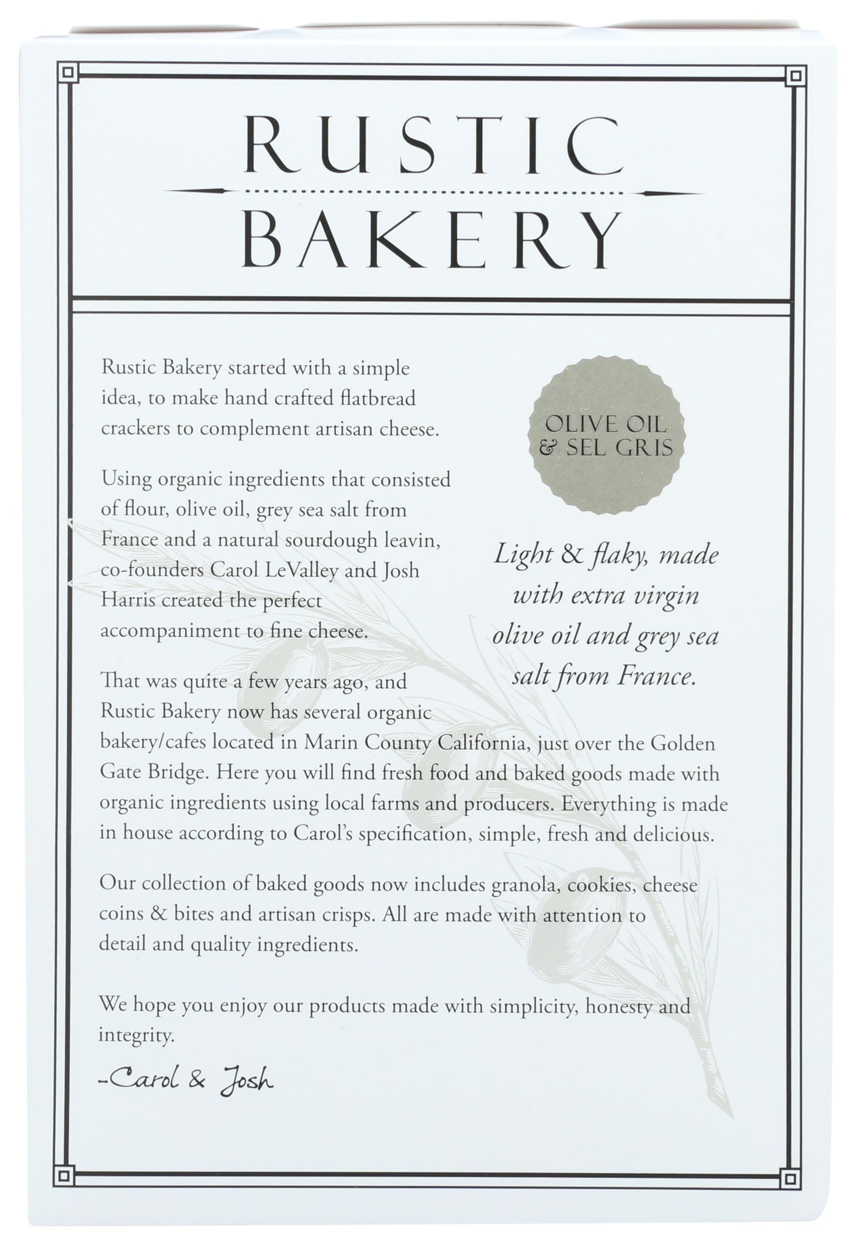 Rustic Bakery Organic Olive Oil And Sel Gris Sourdough Flatbread Bites Crackers, Case of 12, 4 Ounce Boxes