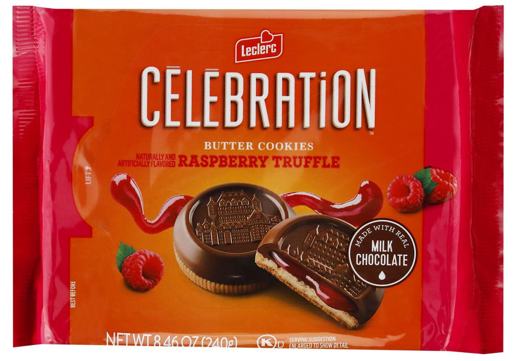 Celebration Cookies Butter Cookies Raspberry Truffle, Case of 12, 8.46 Ounce Boxes