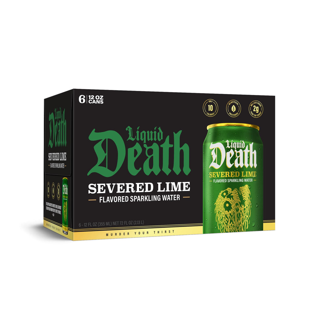 Liquid Death Severed Lime Sparkling Water, Case of 4, 6 Cans, 12 fl oz Each