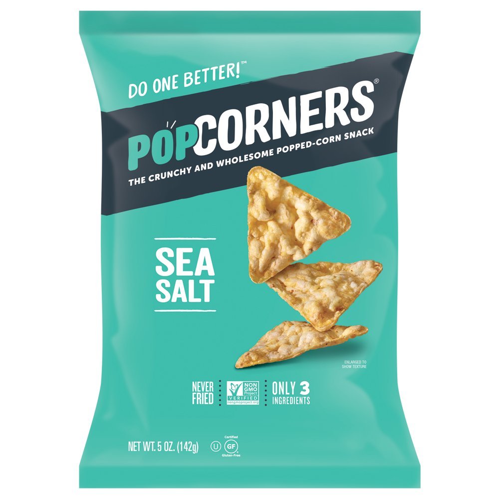PopCorners Sea Salt Popped Corn Chips, Case of 12, 5 Ounces Each