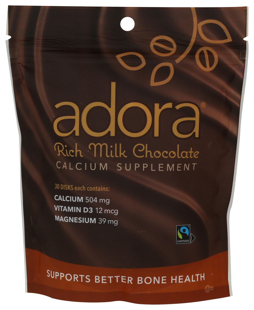 Adora Milk Chocolate Calcium Disks, Case of 6, 30 Count Each