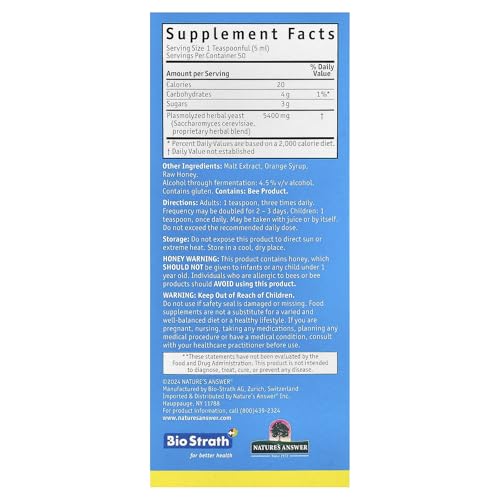 Bio-Strath Original Fermented Herbal Yeast Postbiotic Liquid, 8.4 Fluid Ounces