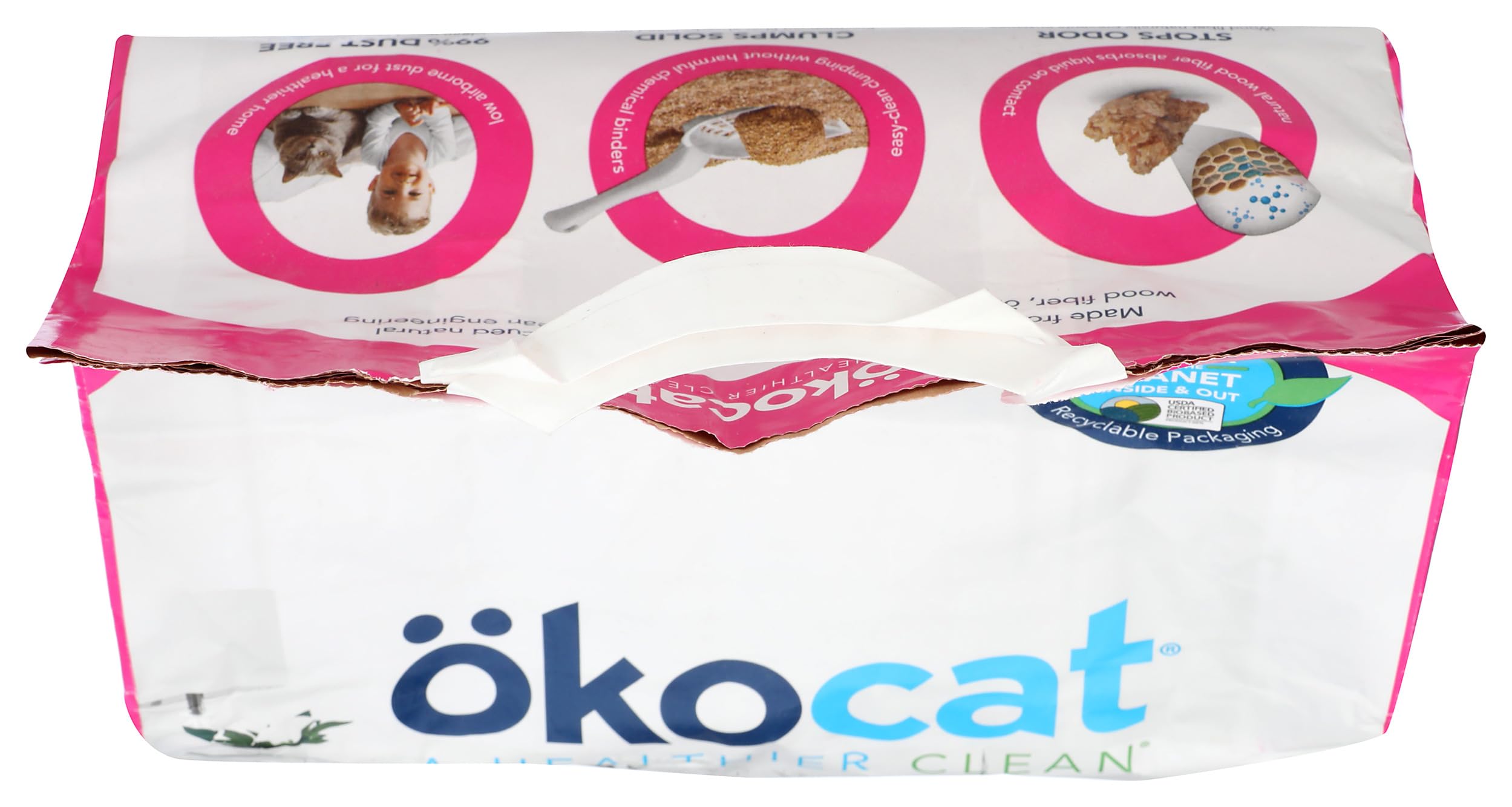 Okocat Super Soft Clumping Wood Cat Litter, Case of 4, 8 lb