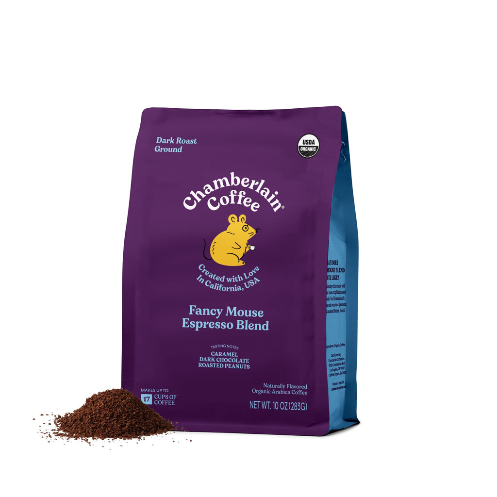 Chamberlain Coffee Organic Fancy Mouse Espresso, Case of 6, 10 Ounce