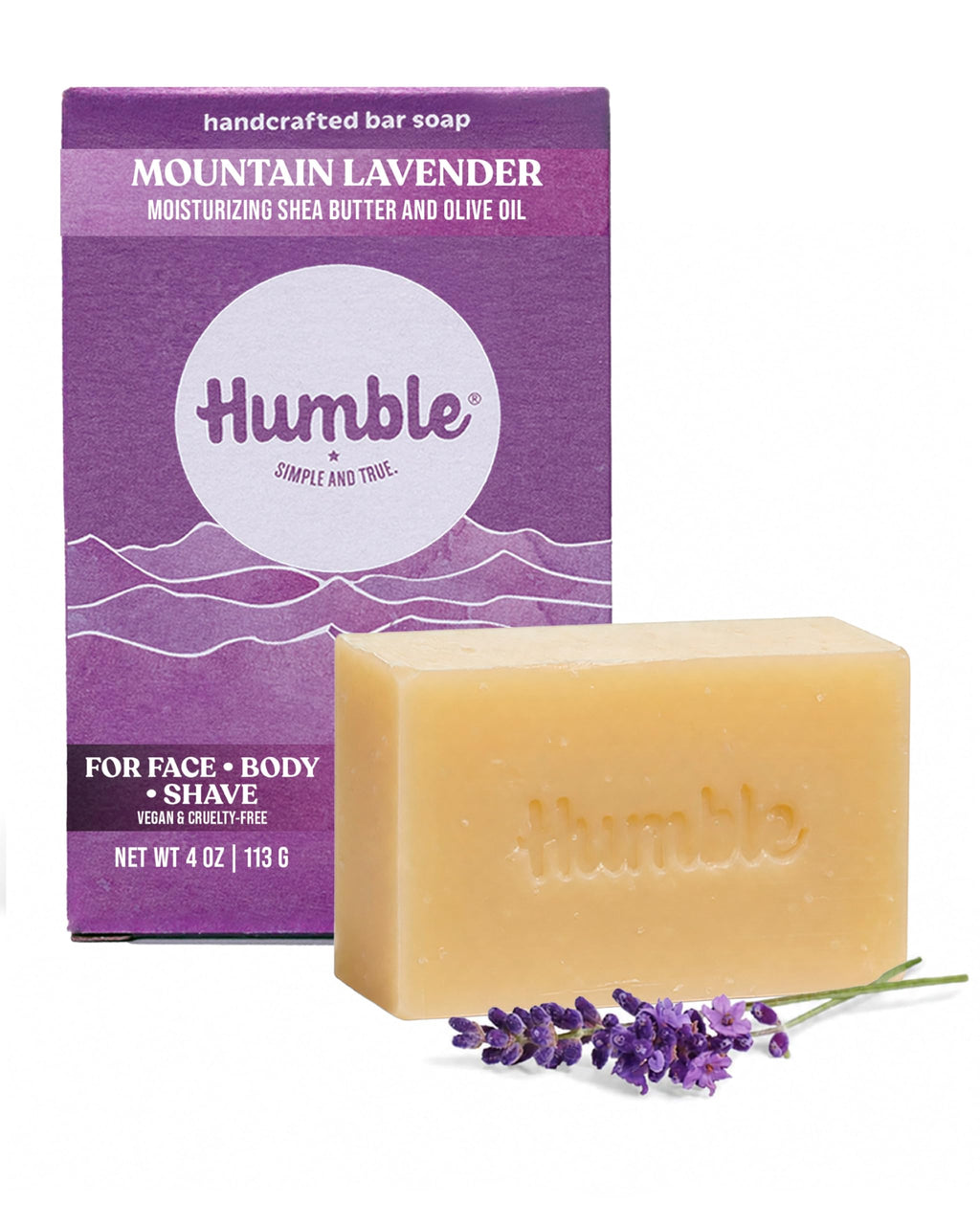 Humble Brands Mountain Lavender Moisturizing Bar Soap, 4 Ounce