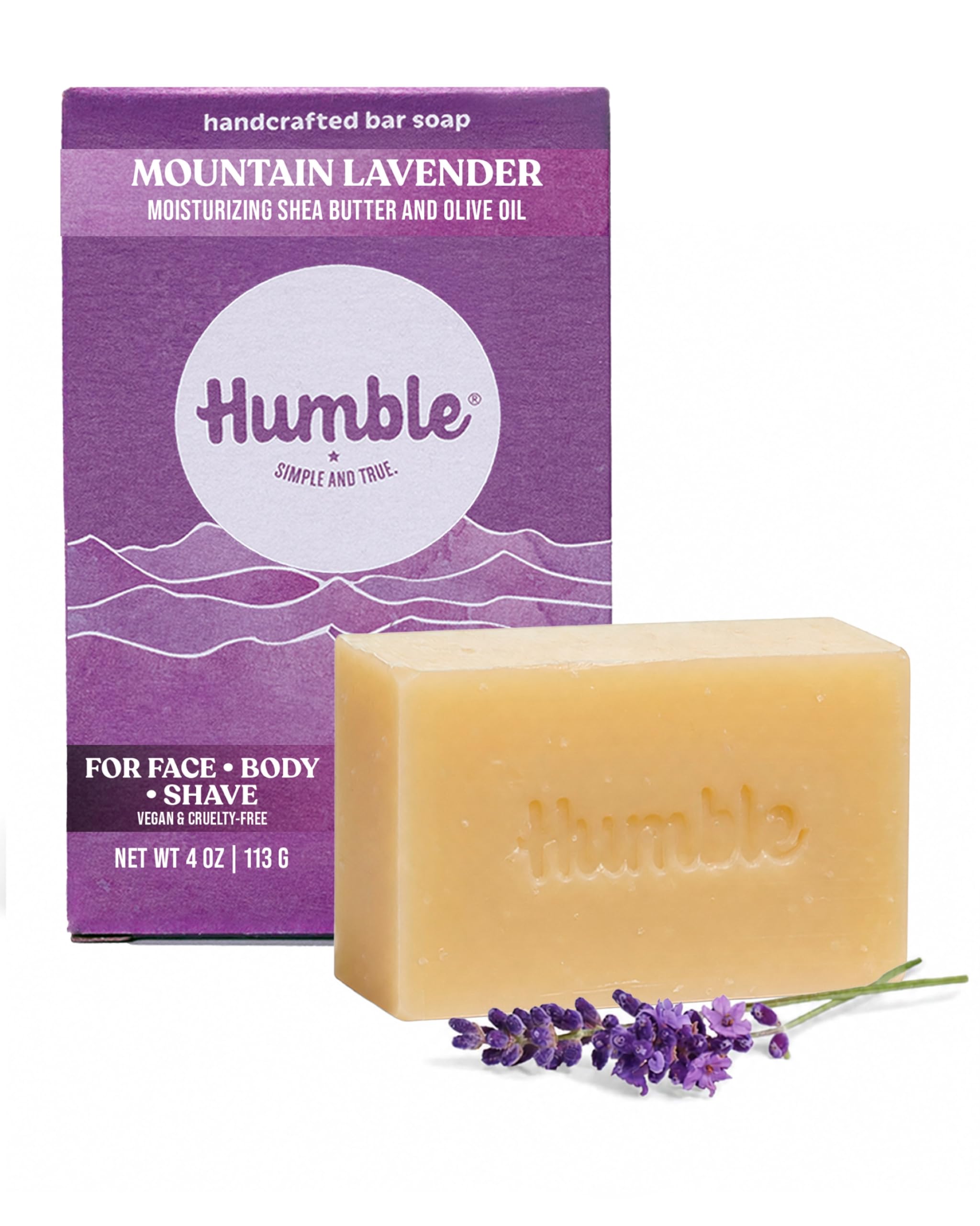 Humble Brands Mountain Lavender Moisturizing Bar Soap, 4 Ounce