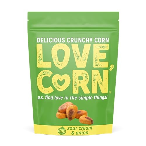 Love Corn Sour Cream and Onion Crunchy Corn, Case of 6, 4 Ounce