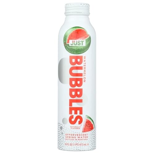 Just Bubbles Watermelon Bubbly Water, Case of 12, 16 Fluid Ounce Cans