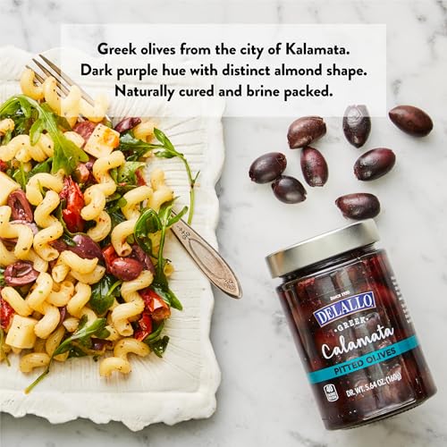 DeLallo Pitted Calamata Greek Olives, Case of 6, 5.64 oz