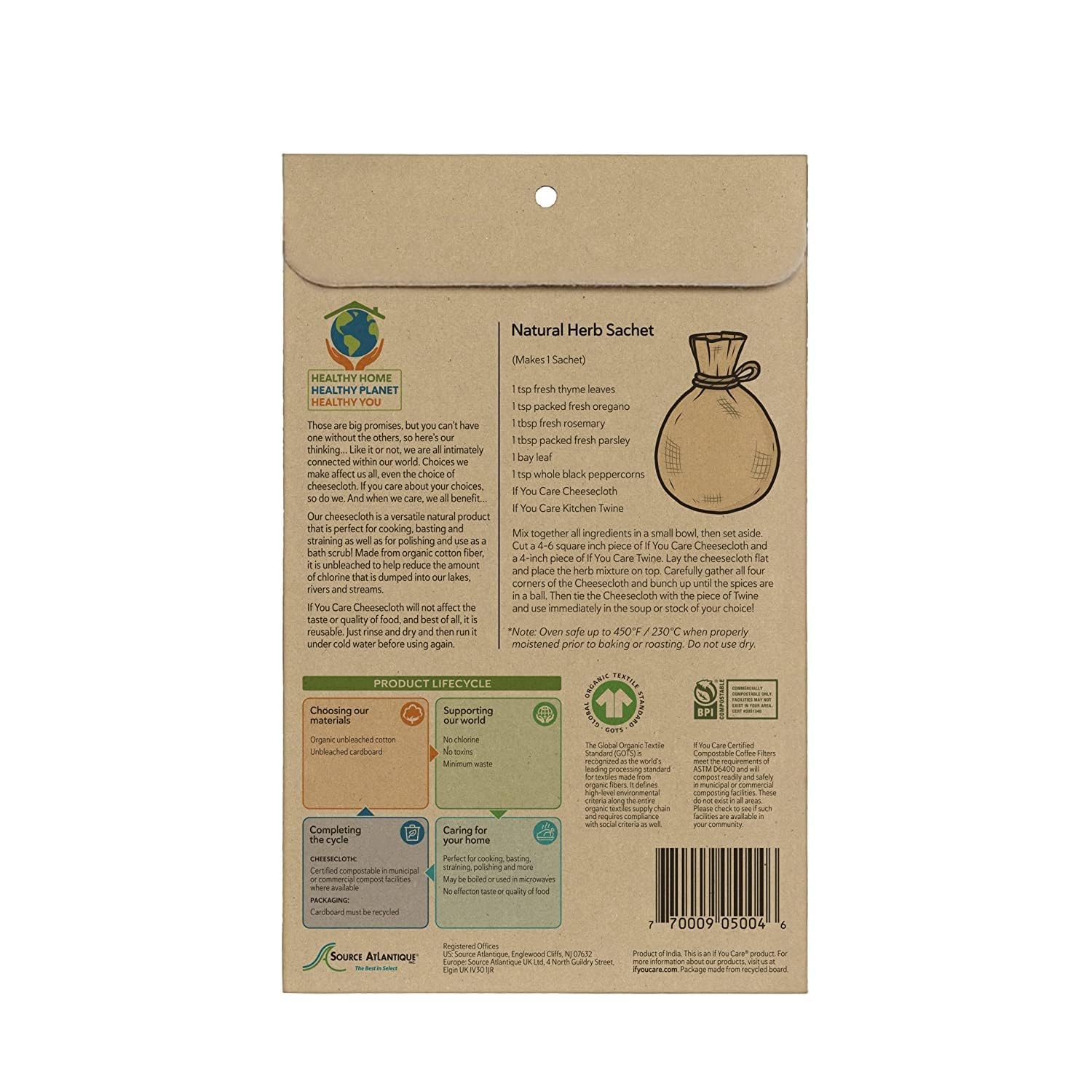 If You Care Certified Organic Unbleached Cheesecloth, Case of 12, 2 Yards