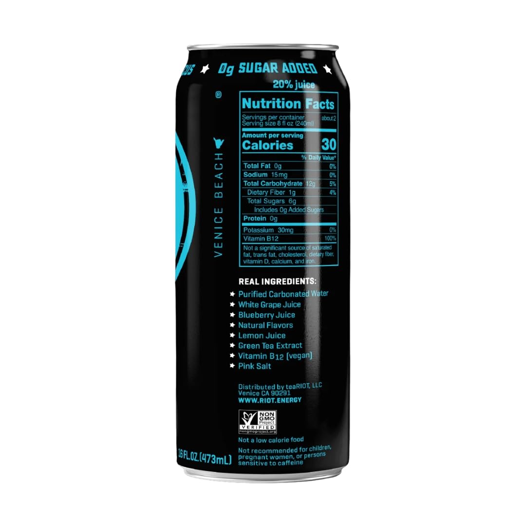 Riot Energy Berry Energy Drink, Case of 12, 16 Fluid Ounces