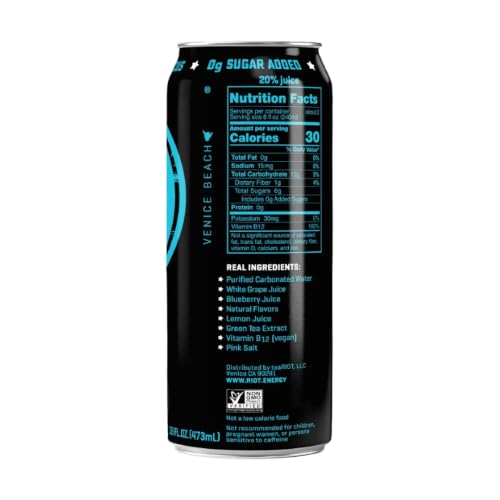 Riot Energy Berry Energy Drink, Case of 12, 16 Fluid Ounces