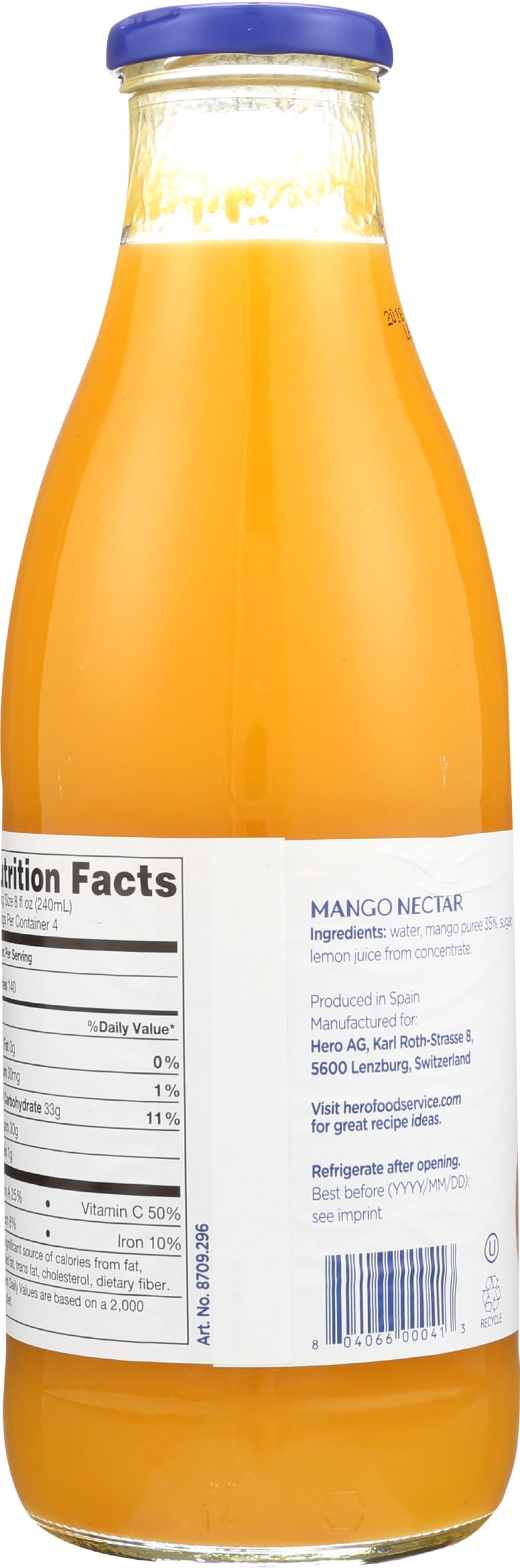 Hero Preserves Mango Nectar, Case of 6, 33.8 Ounces
