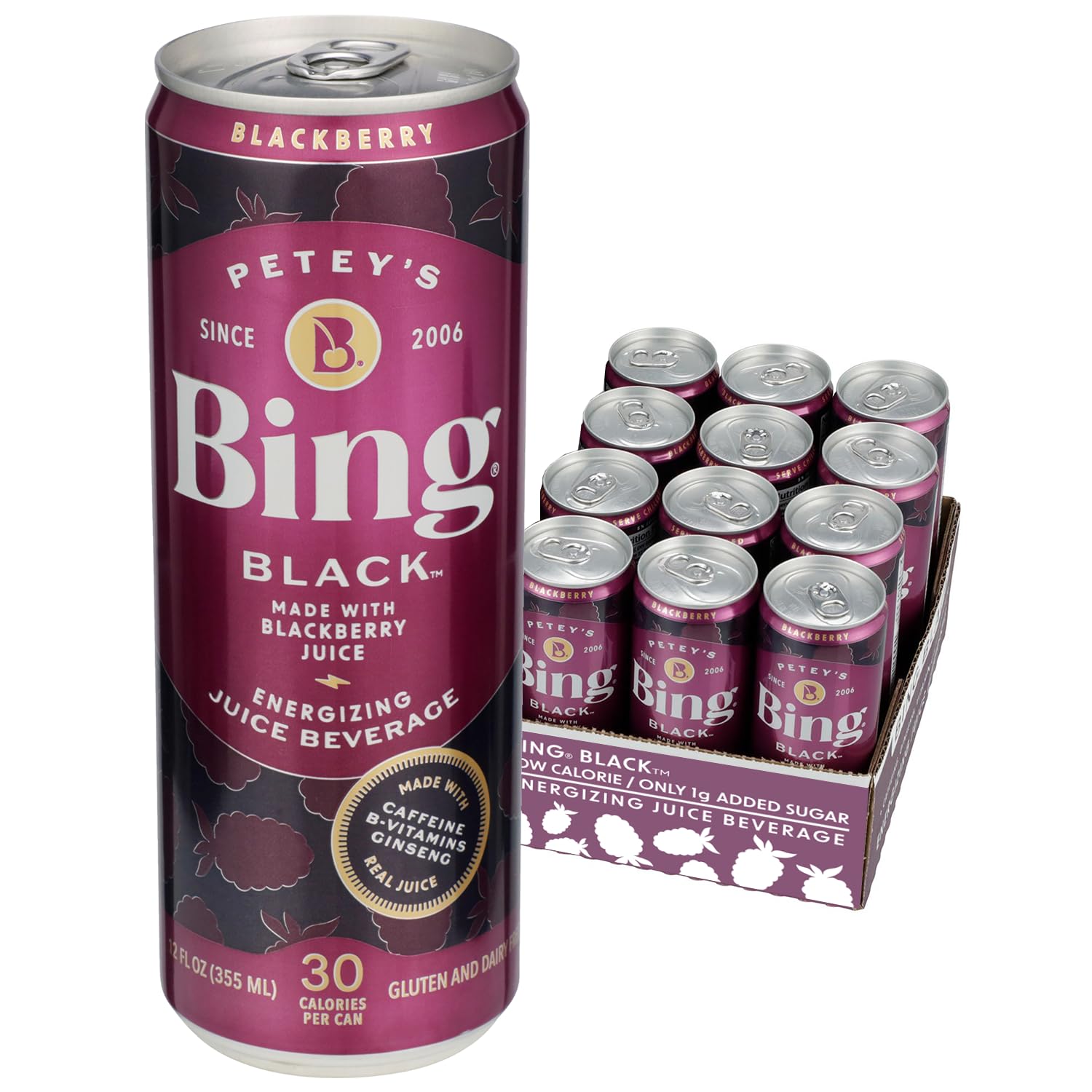 Bing Blackberry Healthy Energy Drink, 12 Fluid Ounce, Case of 12
