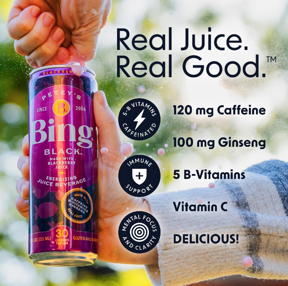 Bing Blackberry Healthy Energy Drink, 12 Fluid Ounce, Case of 12