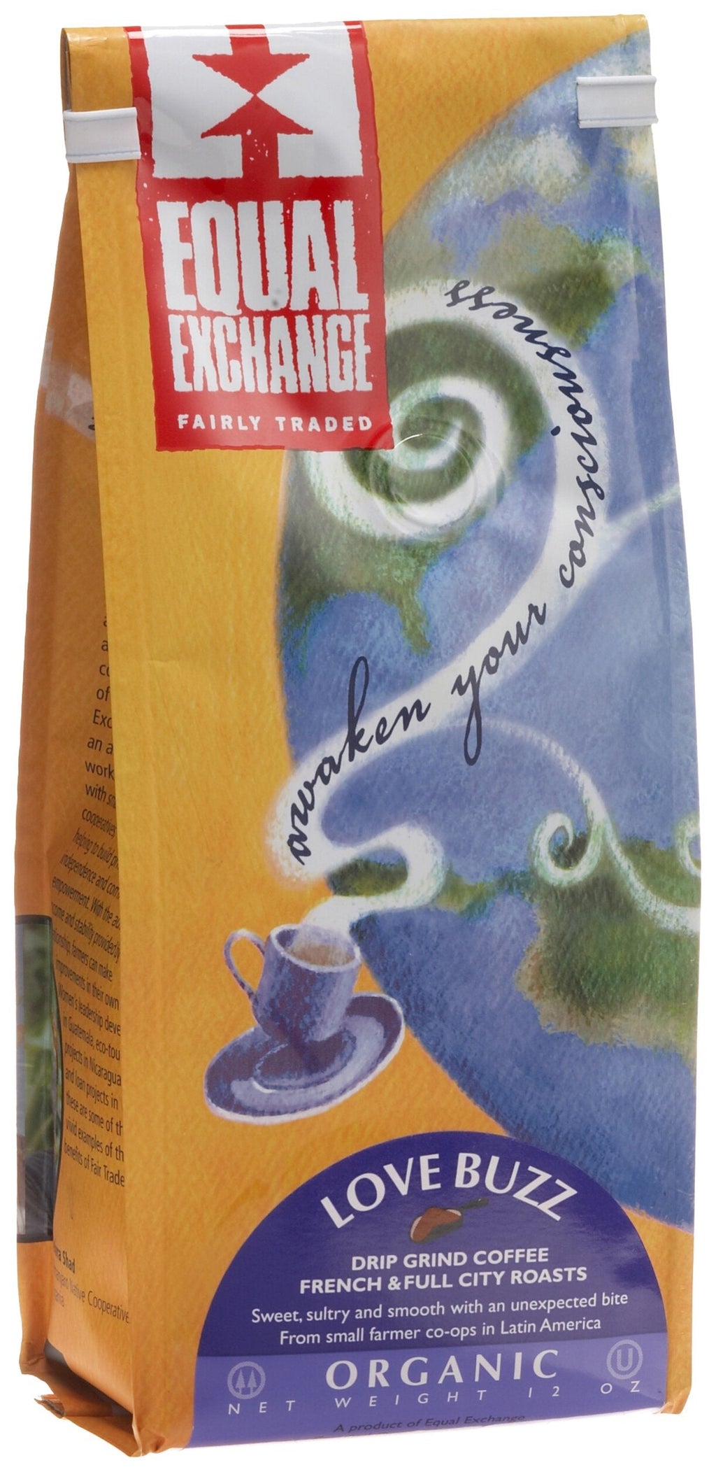 Equal Exchange Organic Love Buzz Drip Ground Coffee Case of 6, 10 Ounce