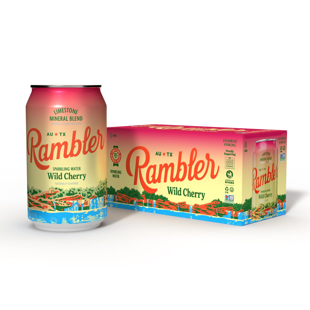 Rambler Wild Cherry Sparkling Water, Case of 3, 8 Pack, 12 Fluid Ounce Cans
