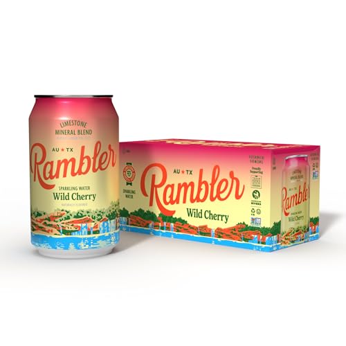 Rambler Wild Cherry Sparkling Water, Case of 3, 8 Pack, 12 Fluid Ounce Cans