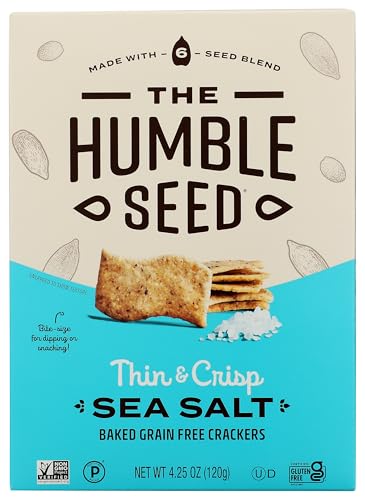 The Humble Seed Grain Free Sea Salt Crackers, Case of 6, 4.25 Ounces