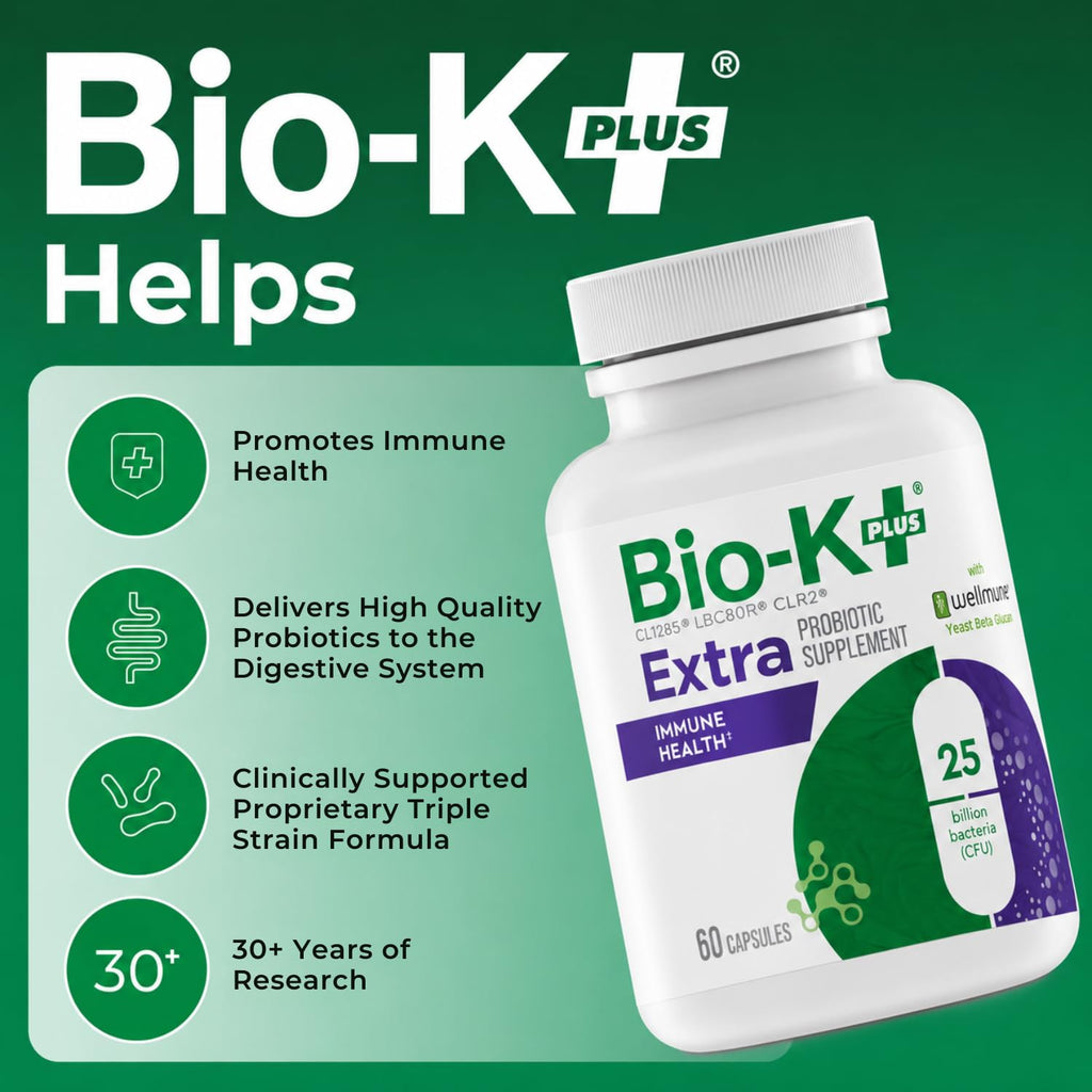 Bio-K+ Extra Probiotic Immune Health Supplement, 60 Capsules