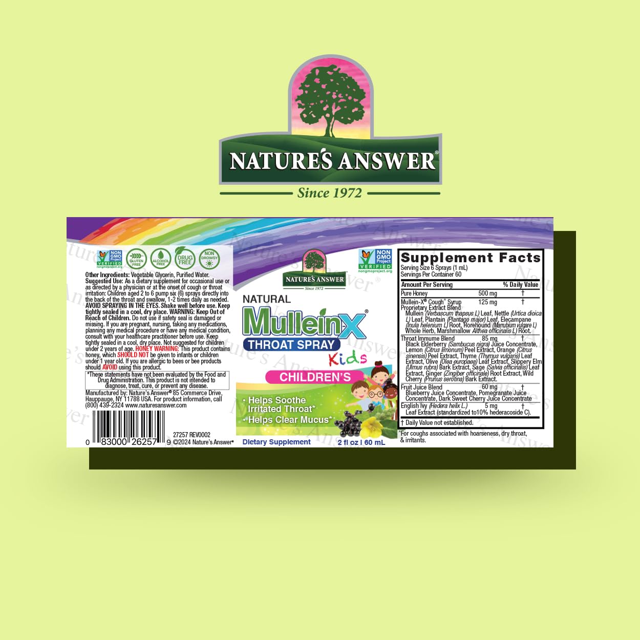 Nature's Answer Mullein-X Kids Throat Spray, 2 Ounces