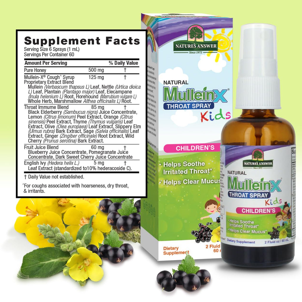 Nature's Answer Mullein-X Kids Throat Spray, 2 Ounces