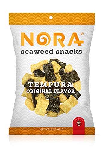 Nora Snacks Tempura Original Seaweed Snack, Case of 12, 1.41 Ounce Bags