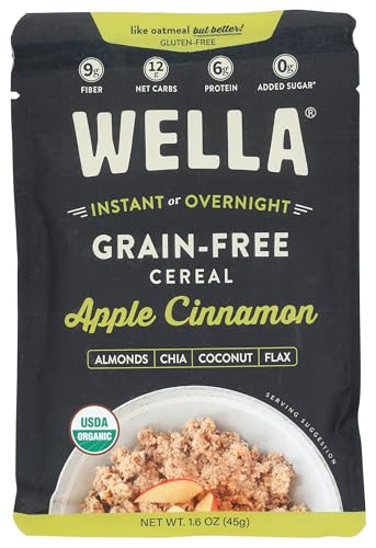 Wella Organic Apple Cinnamon Grain-Free Cereal, Case of 10, 1.6 Ounce Packets