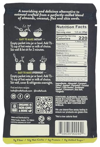 Wella Organic Apple Cinnamon Grain-Free Cereal, Case of 10, 1.6 Ounce Packets