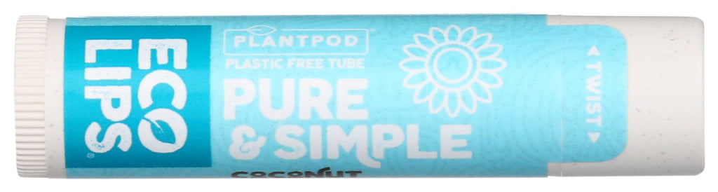 Eco Lips Organic Pure and Simple Coconut Lip Balm Display, Case of 24, 0.15 Ounce Tubes