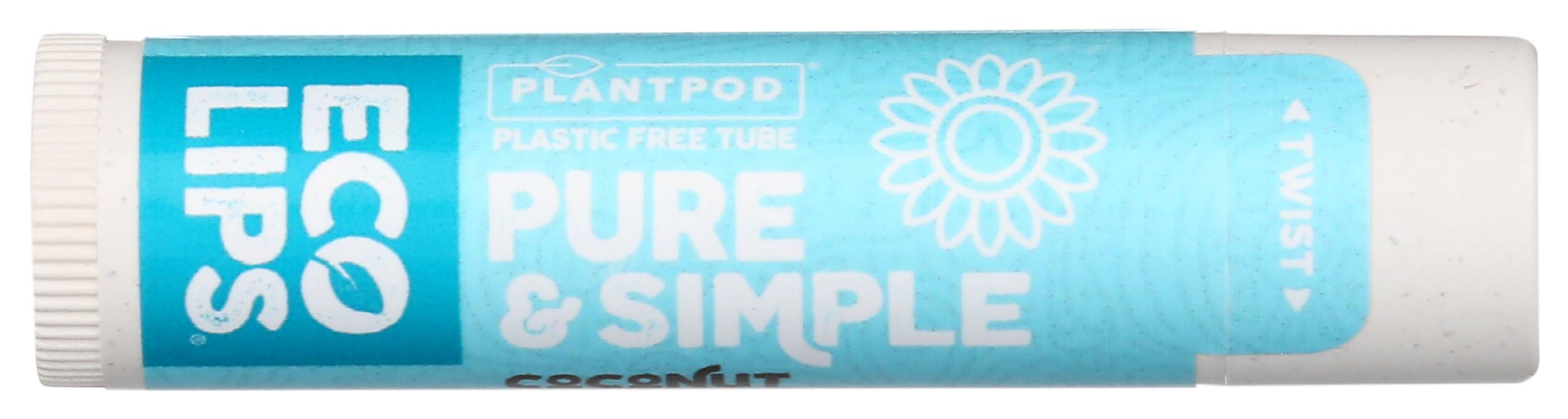 Eco Lips Organic Pure and Simple Coconut Lip Balm Display, Case of 24, 0.15 Ounce Tubes