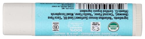 Eco Lips Organic Pure and Simple Coconut Lip Balm Display, Case of 24, 0.15 Ounce Tubes
