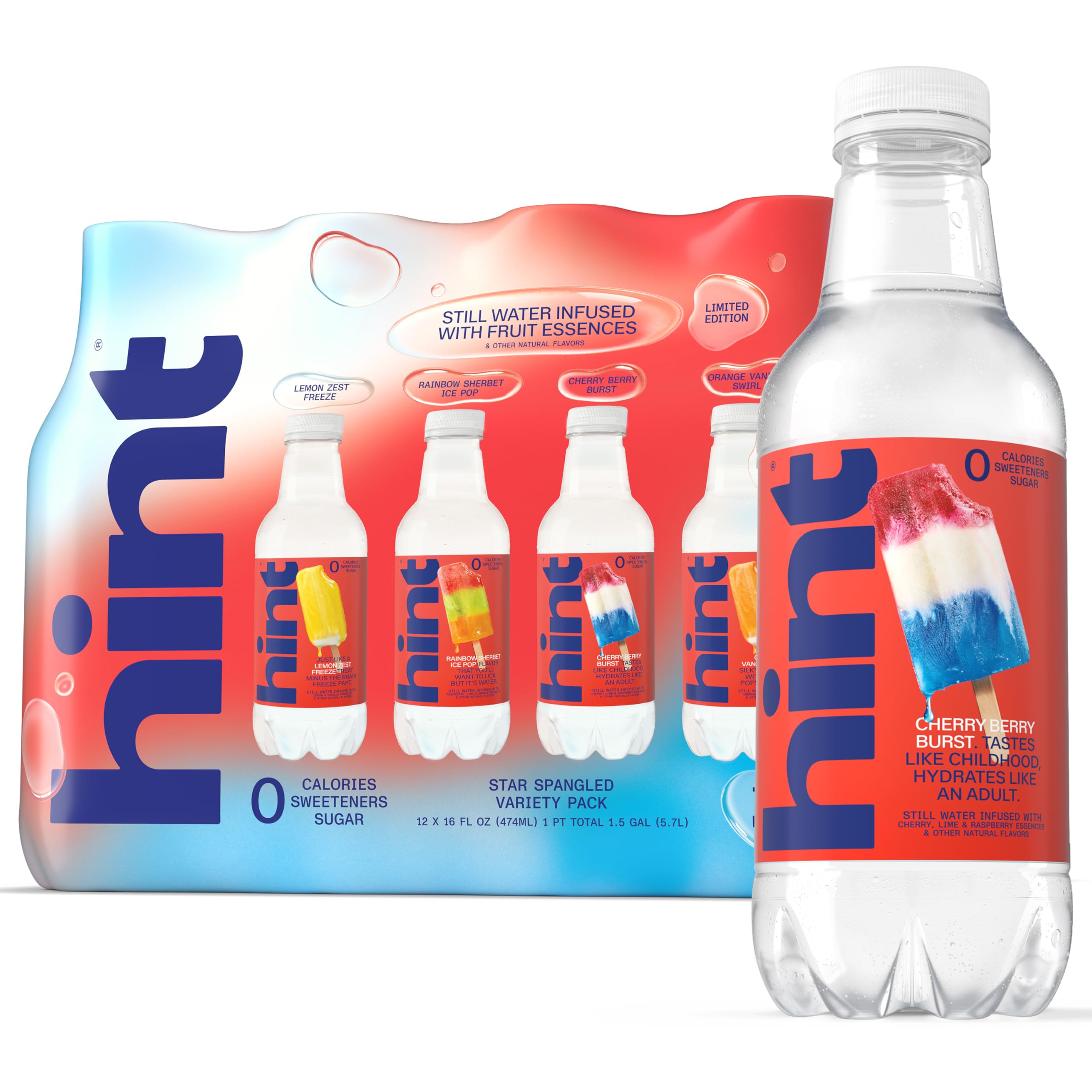 Hint Summer Classics Variety Pack Fruit-Infused Bottled Water, Case of 12, 16 Fluid Ounce Bottles