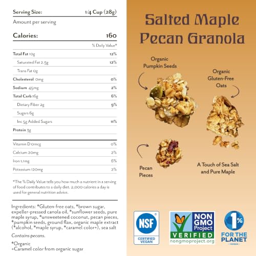 Michele's Granola Salted Maple Pecan Granola, Case of 6, 12 Ounce Bags