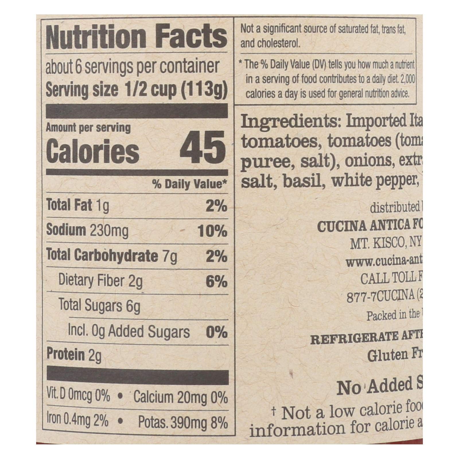 Cucina Antica Tomato Basil Sauce, Case of 6, 25 Ounce Jars