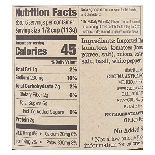 Cucina Antica Tomato Basil Sauce, Case of 6, 25 Ounce Jars