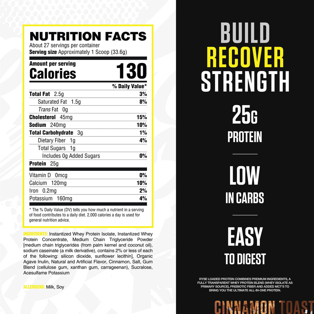 RYSE Cinnamon Toast Core Protein Powder, 1.5 Lb Tub
